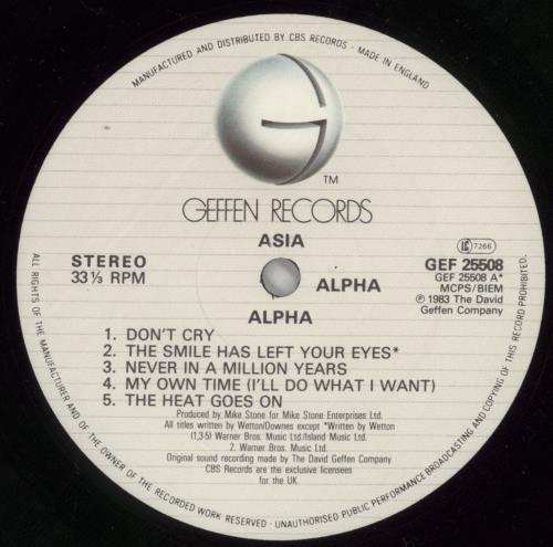 Asia Alpha vinyl LP album (LP record) UK ASILPAL312775