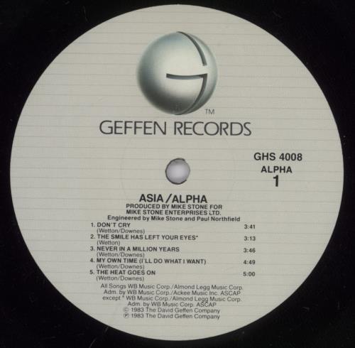 Asia Alpha vinyl LP album (LP record) US ASILPAL757502