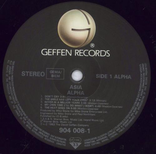 Asia Alpha vinyl LP album (LP record) Spanish ASILPAL833938