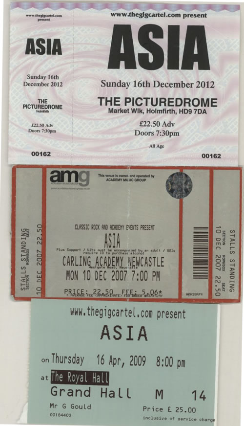 Asia Three Ticket Stubs concert ticket UK ASITITH589603