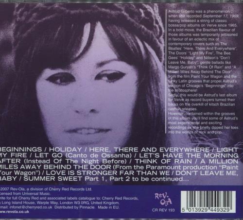Astrud Gilberto September 17, 1969 CD album (CDLP) UK AGBCDSE774496