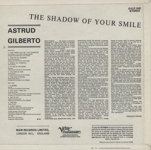 Astrud Gilberto The Shadow Of Your Smile vinyl LP album (LP record) UK AGBLPTH761742