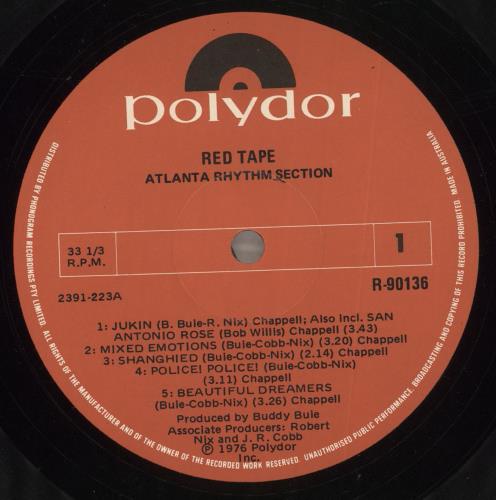 Atlanta Rhythm Section Red Tape vinyl LP album (LP record) Australian AAYLPRE719434