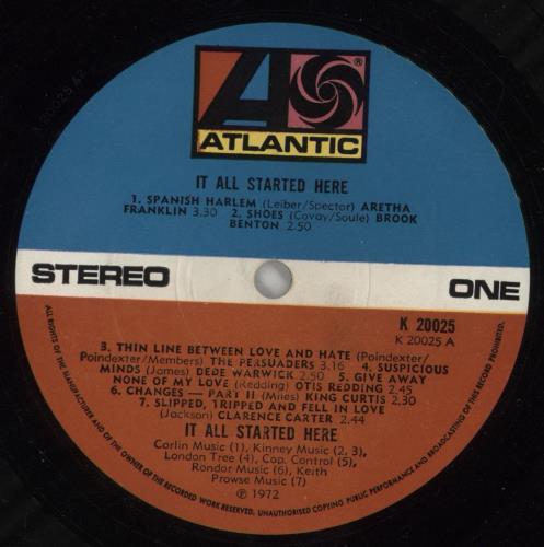 Atlantic Records It All Started Here vinyl LP album (LP record) UK 9ATLPIT293660