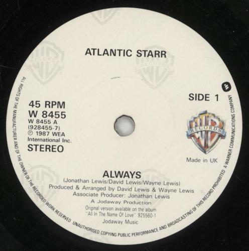 Atlantic Starr Always - Solid - PS 7" vinyl single (7 inch record / 45) UK ATL07AL868835