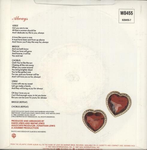 Atlantic Starr Always - Solid - PS 7" vinyl single (7 inch record / 45) UK ATL07AL868835