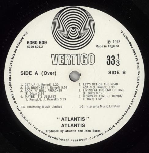 Atlantis Atlantis - Spiral Label - VG vinyl LP album (LP record) UK TLALPAT142242