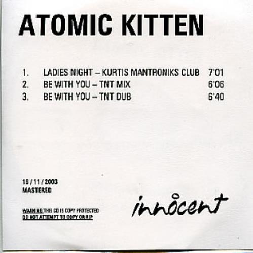 Atomic Kitten Ladies Night CD-R acetate UK AMKCRLA291268