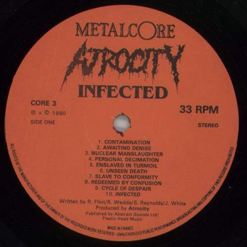 Atrocity Infected vinyl LP album (LP record) French G6RLPIN705509