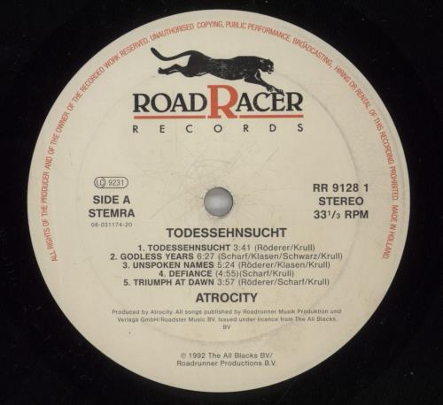 Atrocity Todessehnsucht - VG vinyl LP album (LP record) Dutch G6RLPTO887319