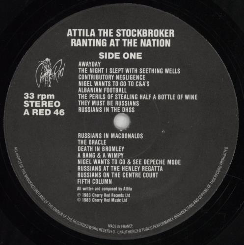 Attila The Stockbroker Ranting At The Nation vinyl LP album (LP record) UK A14LPRA674813
