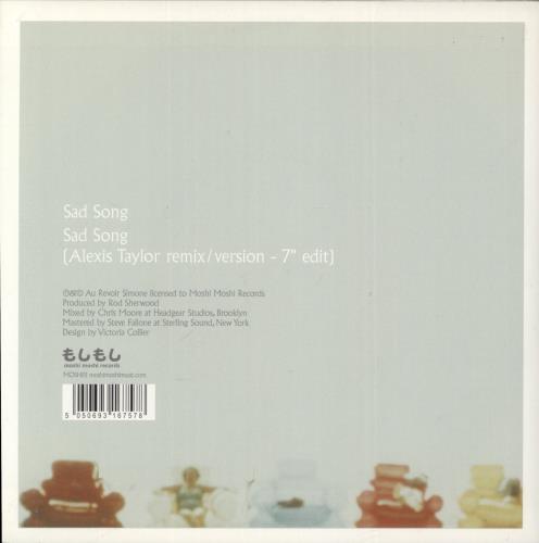 Au Revoir Simone Sad Song 7" vinyl single (7 inch record / 45) UK I1K07SA878465