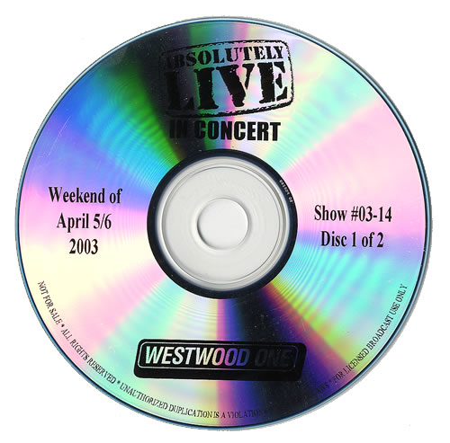 Audioslave Absolutely Live In Concert CD-R acetate US AUVCRAB250375