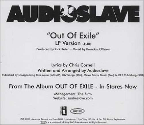 Audioslave Out Of Exile CD-R acetate US AUVCROU360792