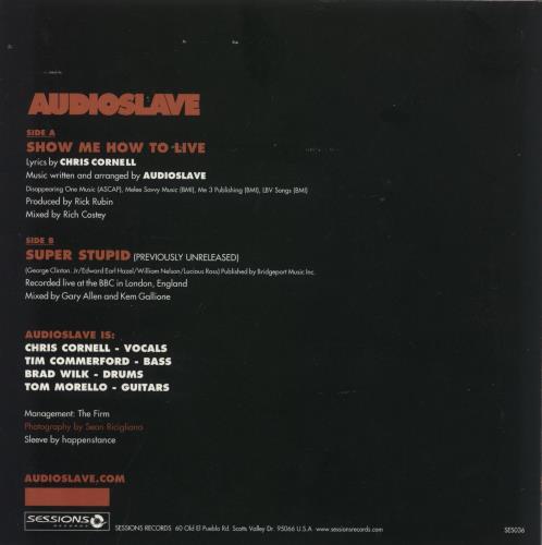 Audioslave Show Me How To Live - Red Vinyl 7" vinyl single (7 inch record / 45) US AUV07SH268162