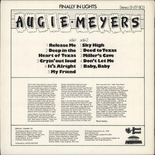 Augie Meyers Finally In Lights vinyl LP album (LP record) UK Z06LPFI722552
