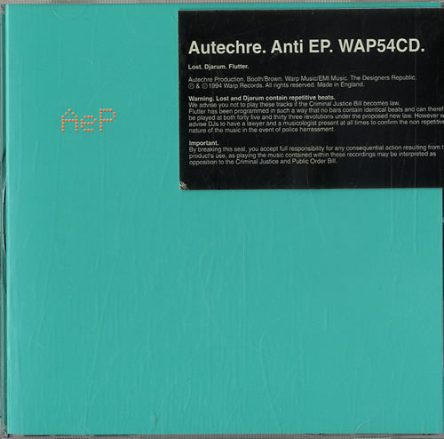 Autechre Anti EP CD album (CDLP) UK ACHCDAN631515