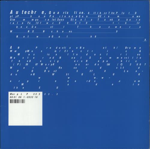 Autechre Quaristice - VG 2-LP vinyl record set (Double LP Album) UK ACH2LQU427969
