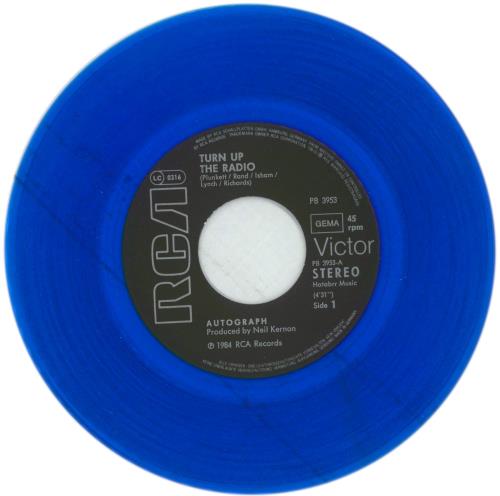 Autograph (Metal) Turn Up The Radio - Blue Vinyl + Press Sheet 7" vinyl single (7 inch record / 45) German IU407TU866255