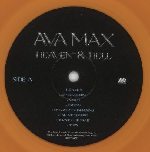 Ava Max Heaven & Hell - Orange Vinyl vinyl LP album (LP record) UK 3VELPHE865252