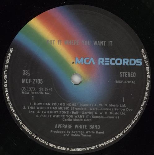 Average White Band Put It Where You Want It vinyl LP album (LP record) UK AWBLPPU793544
