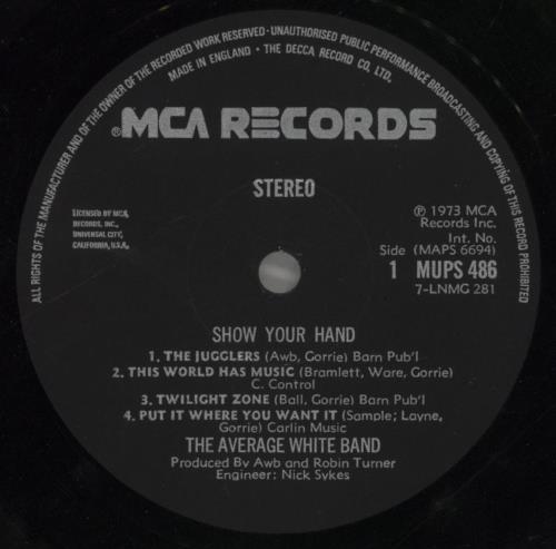 Average White Band Show Your Hand vinyl LP album (LP record) UK AWBLPSH316100