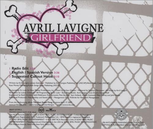 Avril Lavigne Girlfriend CD single (CD5 / 5") US AVVC5GI397720