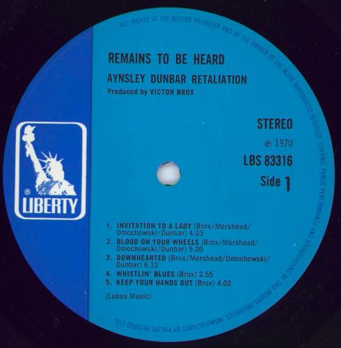 Aynsley Dunbar Remains To Be Heard - EX vinyl LP album (LP record) UK AYNLPRE381723