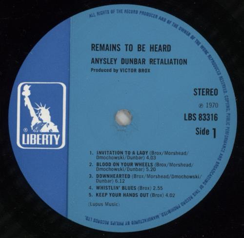 Aynsley Dunbar Remains To Be Heard vinyl LP album (LP record) UK AYNLPRE876079