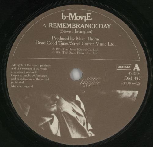 B-Movie Remembrance Day - Paper Labels 7" vinyl single (7 inch record / 45) UK BMV07RE680093