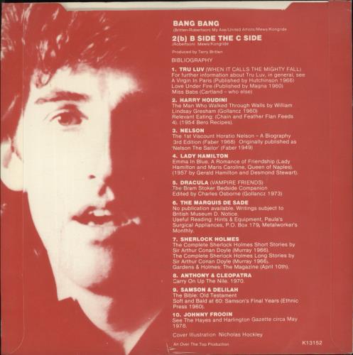 B. A. Robertson Bang Bang 7" vinyl single (7 inch record / 45) UK BC807BA318975