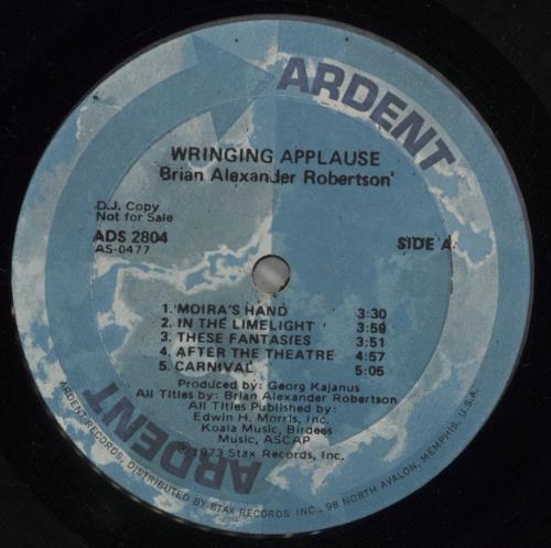 B. A. Robertson Wringing Applause vinyl LP album (LP record) US BC8LPWR876177