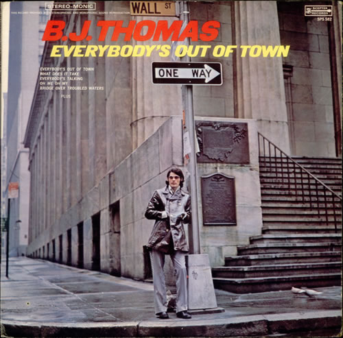B.J. Thomas Everybody's Out Of Town vinyl LP album (LP record) US BJTLPEV534221