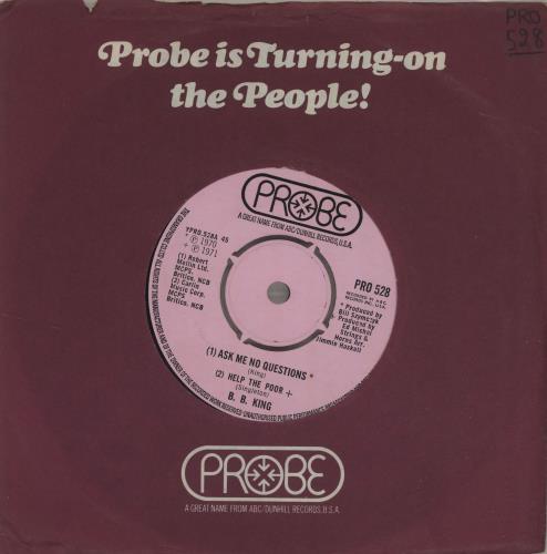 B B King Ask Me No Questions 7" vinyl single (7 inch record / 45) UK BBK07AS683053