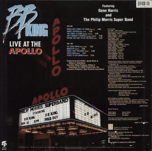 B B King B.B. King Live At The Apollo vinyl LP album (LP record) US BBKLPBB772999