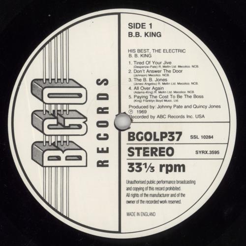 B B King His Best, The Electric BB King vinyl LP album (LP record) UK BBKLPHI239143