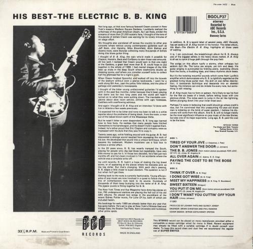 B B King His Best, The Electric BB King vinyl LP album (LP record) UK BBKLPHI239143