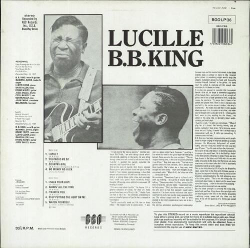 B B King Lucille vinyl LP album (LP record) UK BBKLPLU239144