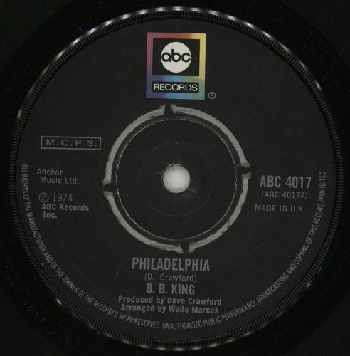 B B King Philadelphia 7" vinyl single (7 inch record / 45) UK BBK07PH759350