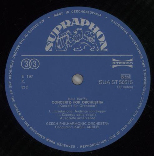 Bla Bartk Bartk: Concerto For Orchestra vinyl LP album (LP record) Czech B11LPBA879605