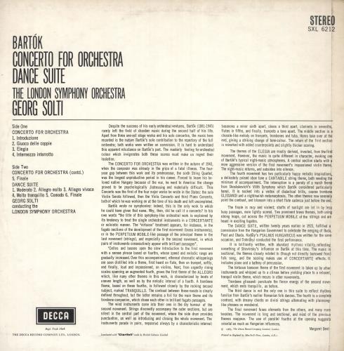 B�la Bart�k Bartok: Concerto For Orchestra / Dance Suite vinyl LP album (LP record) UK B11LPBA742981