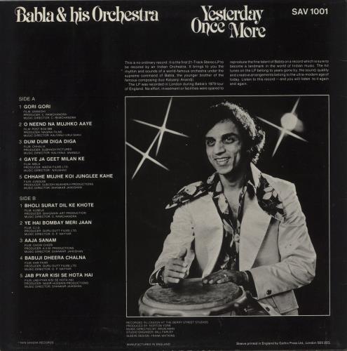 Babla & His Orchestra Yesterday Once More vinyl LP album (LP record) UK 7XBLPYE866038