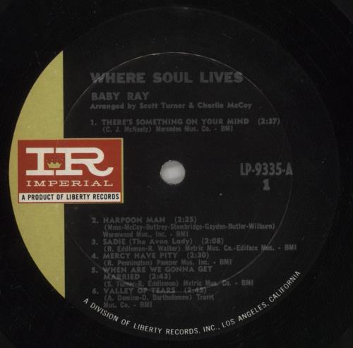 Baby Ray Where Soul Lives vinyl LP album (LP record) US BZGLPWH550728