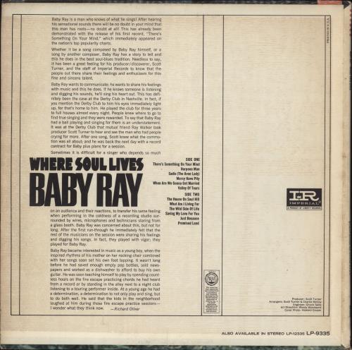 Baby Ray Where Soul Lives vinyl LP album (LP record) US BZGLPWH550728