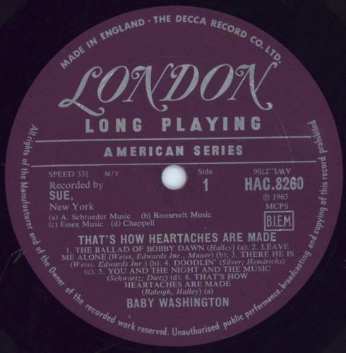 Baby Washington That's How Heartaches Are Made vinyl LP album (LP record) UK B7CLPTH696737