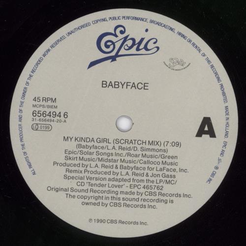Babyface My Kinda Girl 12" vinyl single (12 inch record / Maxi-single) UK BAF12MY890981