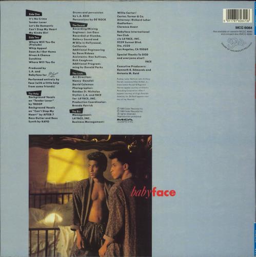 Babyface Tender Lover vinyl LP album (LP record) UK BAFLPTE780774