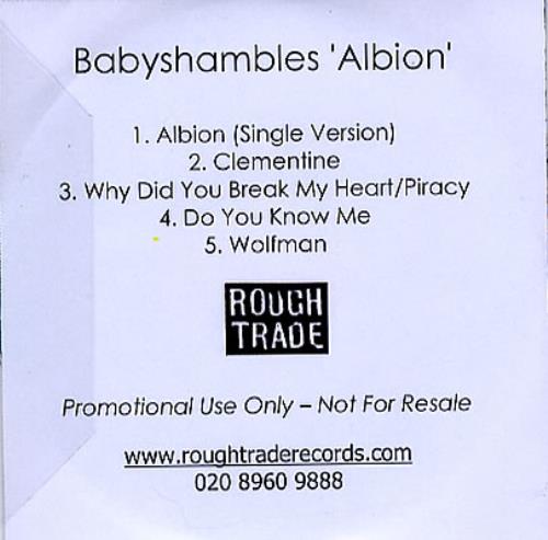 Babyshambles Albion CD-R acetate UK BB6CRAL352067