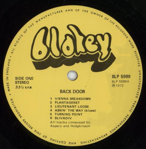 Back Door Back Door vinyl LP album (LP record) UK BD/LPBA801294