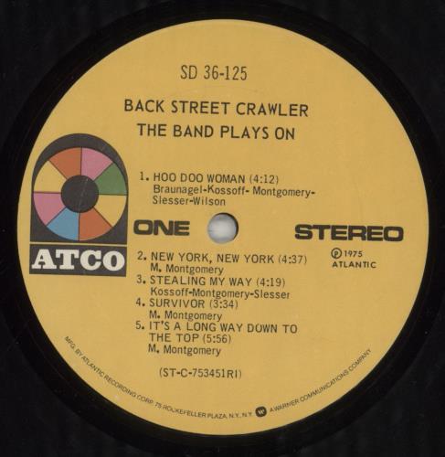 Back Street Crawler The Band Plays On vinyl LP album (LP record) US BCWLPTH392347